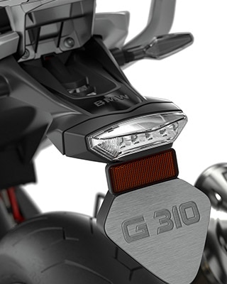 We see the number plate carrier of the G 310 GS.