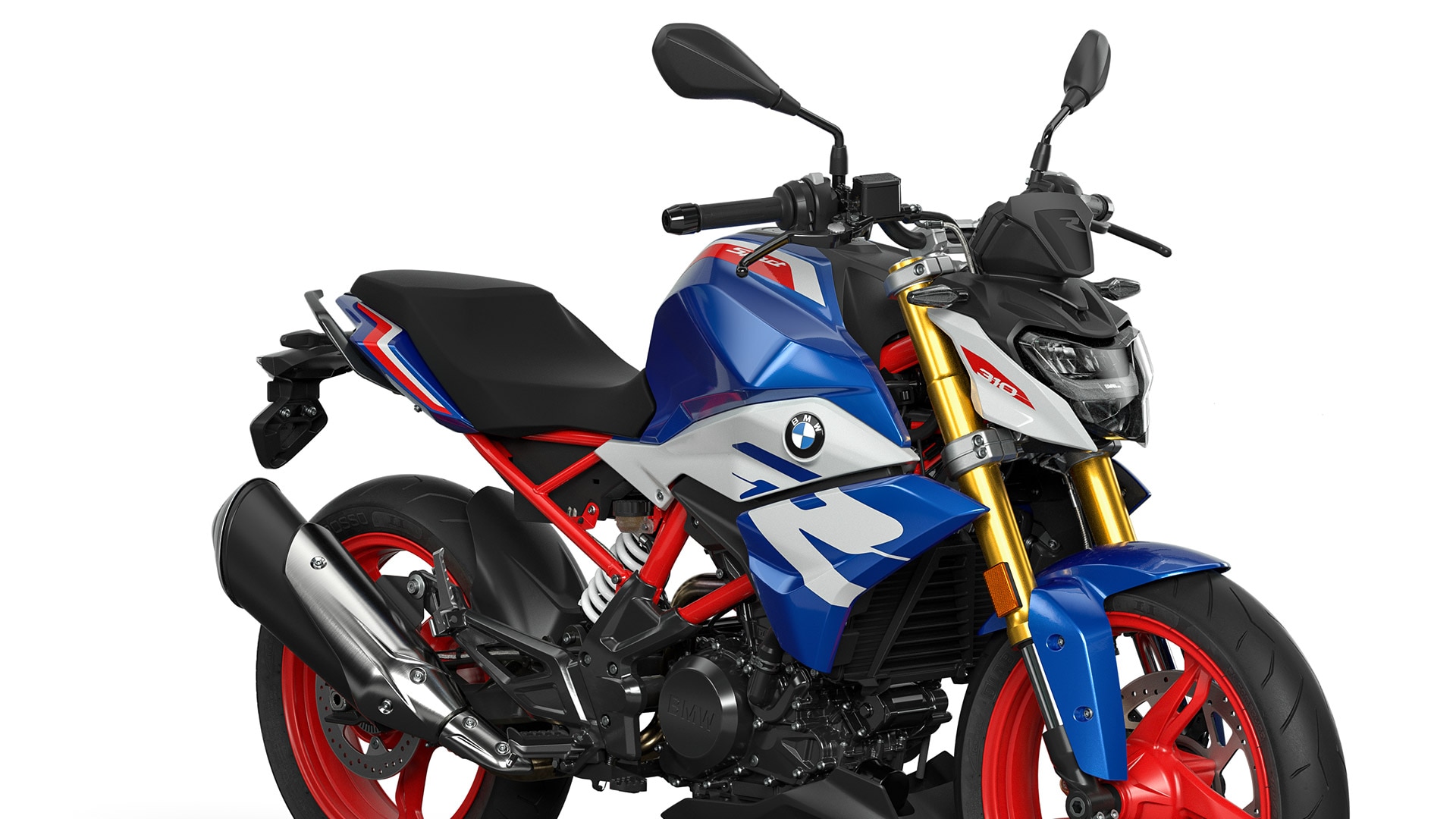 We see the ergonomic seat of the G 310 R.