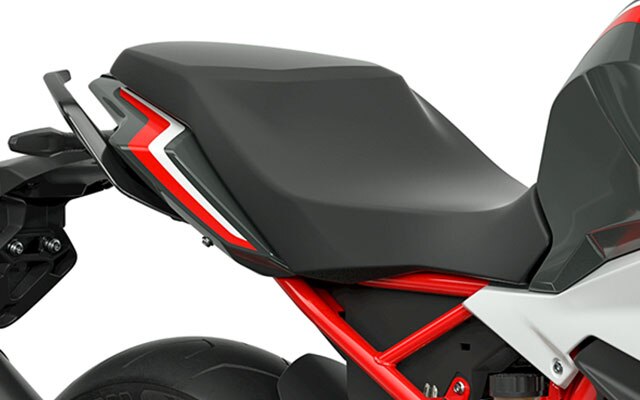 We see the ergonomic seat of the G 310 R.