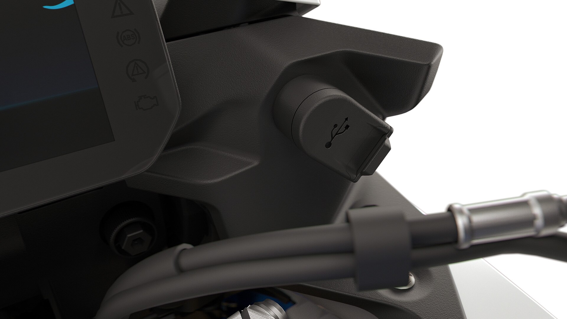 The USB-C charging port of the F 900 XR from BMW Motorrad